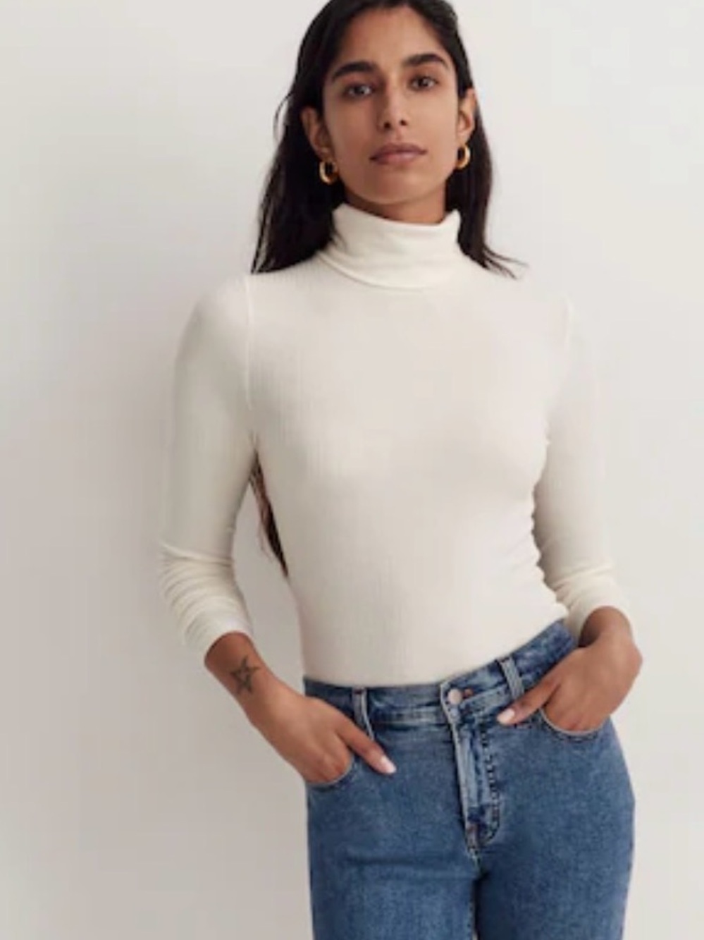 Madewell | Off-White Ribbed Turtleneck Top, M